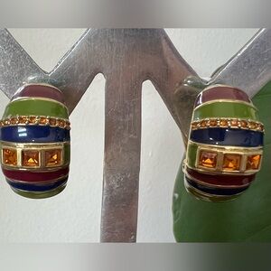 Heidi Daus CLIP 🆕  “Color Crazy ” multi colors half hoop earrings